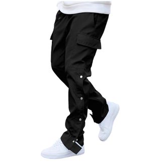 Generic Mens Cargo Trousers Straight Leg Pants Stretchy Combat Tactical Trousers Elastic Waist Tracksuit Bottoms Baggy Sweatpants Lightweight Joggers Training