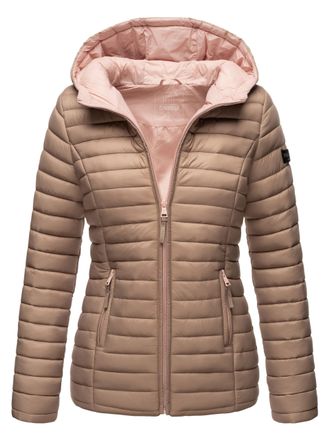 Marikoo dames gewatteerde jas - Asraa, licht met capuchon & contrasterende voering