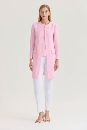 Ming Wang Heritage Tonal Checkered Knit Jacket in Perfect Pink at Nordstrom, Size X-Large