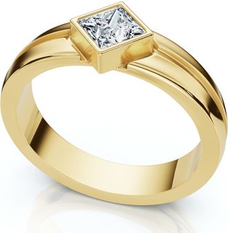 Pompeii3 Mens 3/8Ct Princess Cut Diamond Bezel Polished Wedding Ring 14k Gold Lab Grown