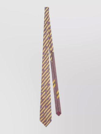 Dries Van Noten silk striped floral-print tie