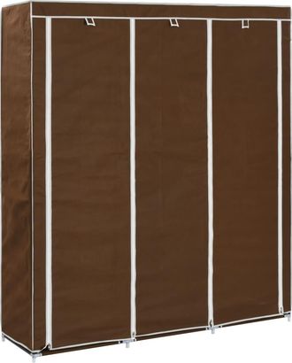 vidaXL Vidaxl - Armario Con Compartimentos Y Varillas Tela Marr&oacute;n 150x45x175 Cm