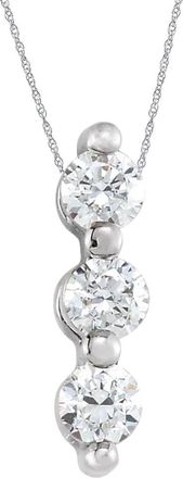 Pompeii3 1/2Ct Diamond Necklace Three Stone Pendant in 10k White or Yellow Gold