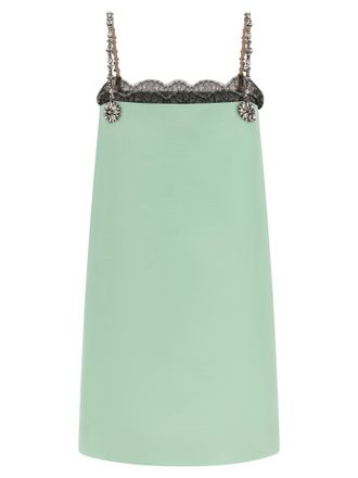Valentino Garavani Crystal-Embroidered Lace Dress - Green