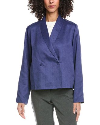 Eileen Fisher Shawl Collar Linen & Silk-Blend Jacket
