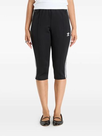 adidas side-stripe capri track pants - women - Cotton/Recycled Polyester/Elastane - L - Black