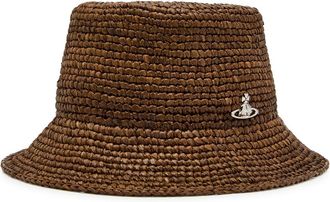 Vivienne Westwood Orb Raffia Bucket hat - Camel - S