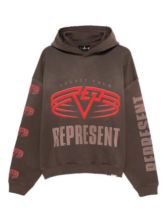 Represent graphic-print hoodie - men - Cotton - L - Brown