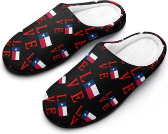 Generic Love Texas Flag Cotton Slippers for Women Indoor Outdoor Slipper Slip-On Memory Foam Home Shoes