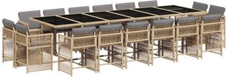 vidaXL Set Comedor De Jard&iacute;n 17 Pzas Con Cojines Rat&aacute;n Sint&eacute;tico Beige Vidaxl