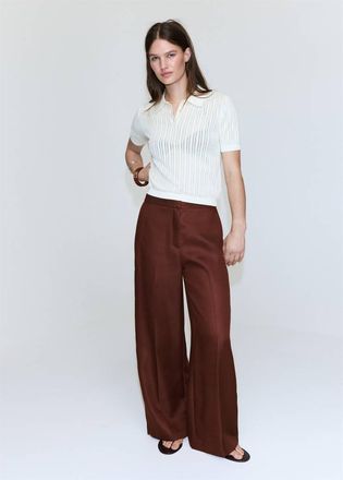 Mango Pantaloni lyocell vita alta arancione tostato - Donna - 38 - MANGO