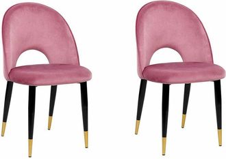 Beliani Beliani - Set di 2 sedie da pranzo in velluto rosa con gambe nere Magalia