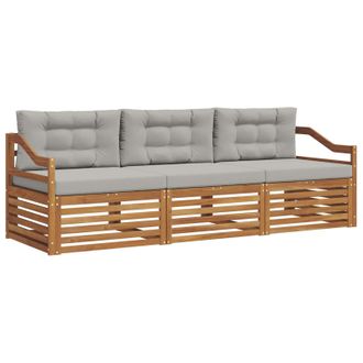 vidaXL Conjunto De Sof&aacute;s De Exterior 3 Pcs Gris Natural Y Claro Vidaxl