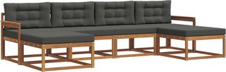 vidaXL Conjunto De Sof&aacute;s De Exterior 6 Uds. Natural Y Antracita Vidaxl