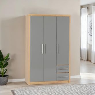 Seconique Seville 3 Door 2 Drawer Wardrobe in Grey