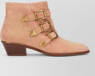 Chlo&eacute; suede studded ankle boots