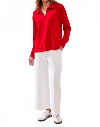 Tribal Techno Lux Scuba Johnny Collar Top In Sangria