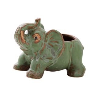 OEM Maceta Retro Con Forma De Elefante Verde Pintada A Mano, Maceta Peque&ntilde;a - 2