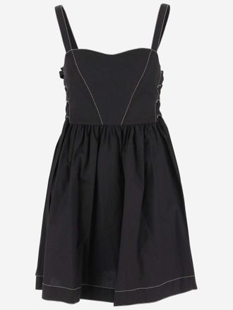 Pinko Black Lace-up Cotton Minidress