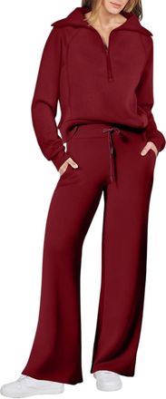 Generic Women 2 Piece Outfits 2025 Fall Fashion Airport Wide Leg Pants Lounge Set Leisure Travel Vacation Clothes Sweatsuits