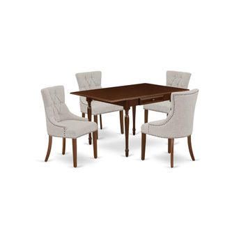 East West Furniture Dining Room Set Mahogany, MZFR5-MAH-05