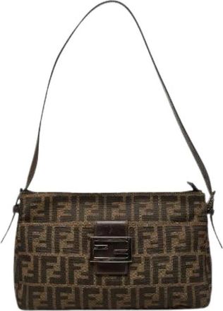 Fendi Pre-owned Zucca Canvas Shoulder Bag - Dames - Vintage Schoudertas - Bruin - ONE Size - Leer - Vintage
