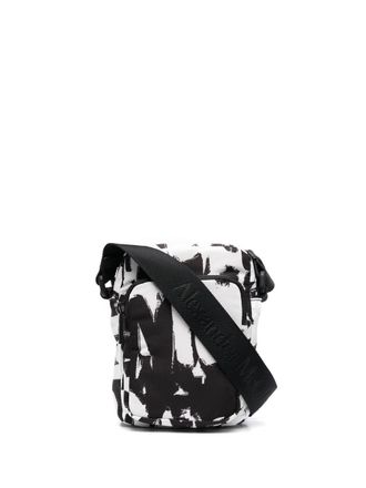 Alexander McQueen Messengertas met print - Zwart