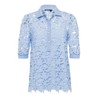Marc Aurel Overhemden, Dames, Blauw, L, Polo-stijl Kanten Blouse met Camisole