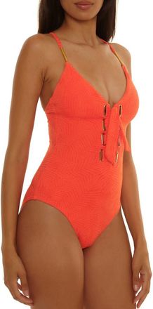 Trina Turk Golden Oasis One-Piece Swimsuit in Heat at Nordstrom, Size 4