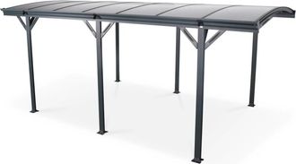 Sweeek Cochera con techo de aluminio y policarbonato de 15m&sup2;, antracita