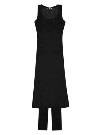 P.A.R.O.S.H. Black Sleeveless Linen-Blend Tunic Top