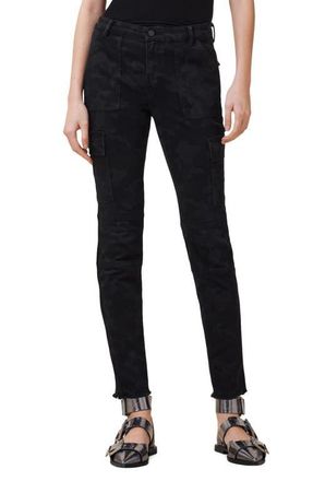 AllSaints Duran Skinny Fit Cargo Jeans in Camo Black at Nordstrom, Size 26
