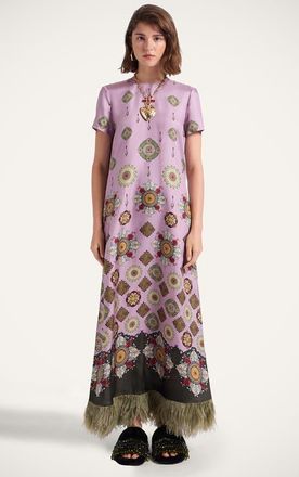 La DoubleJ Swing Dress With Feathers in Nucleus Placée Dusty Pink at Nordstrom, Size X-Small