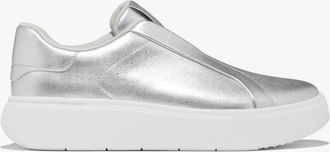 FitFlop Fitflop Womens ready To Go Leather Laceless Ladies Sneakers Silver - Size UK 4