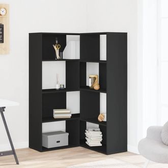 Berkfield Home Elegant Corner Bookcase 4-Tier Black 85x85x140 cm Engineered Wood | Size: 85 x 85 x 140 cm