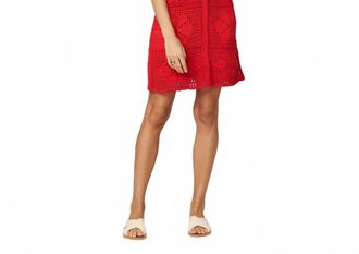 Vince Ileanna Crochet Mini Dress In Poppy Red