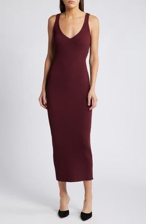 Good American Virgo Sleeveless Rib Sweater Dress in Oxblood002 at Nordstrom Rack, Size X-Large