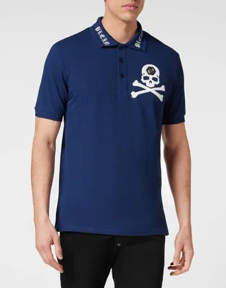 Philipp Plein Polo Shirt Ss Skull&Amp;Bones Men in Darkblue at Nordstrom, Size Xxx-Large