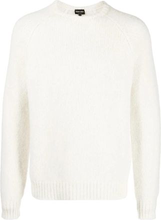 Giorgio Armani Sweatshirts - Heren - Ronde hals truien - Beige - L - Wol - Truien & Vesten