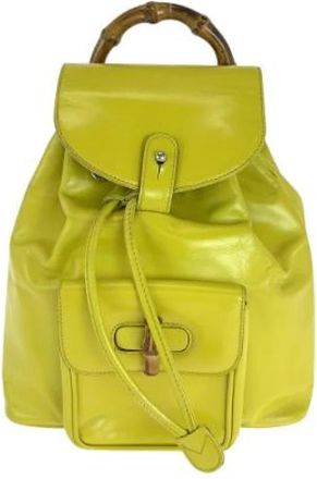 Gucci Pre-owned Backpacks, female, Yellow, Size: ONE SIZE Pre-owned Leather backpacks