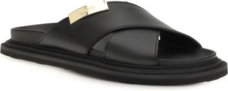 Moschino Leather Crossover Sandals - Black