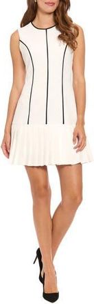 London Times Contrast Piped Minidress in Soft White/Black at Nordstrom Rack, Size 10