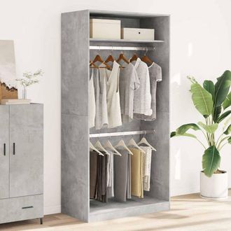 Berkfield Home Wardrobe Concrete Grey 100x50x200 cm Engineered Wood | Size: 100 x 50 x 200 cm