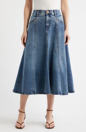Wit & Wisdom Denim A-Line Skirt in Mid Blue Artisanal at Nordstrom, Size 18