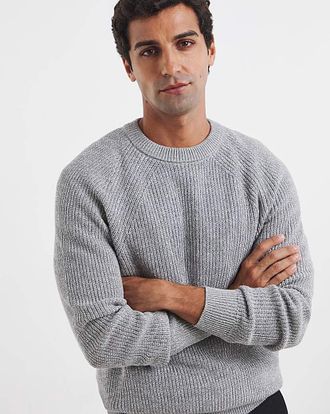 Jacamo Cotton Twist Crew Neck Knitted Jumper