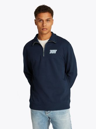Tommy Jeans Sweatshirt TOMMY JEANS TJM REG BUBBLE QRTR ZIP FRNT/BCK, Herren, Gr. XL, blau (schwarz night navy), Sweatware, Obermaterial: 100% Baumwolle, regular f