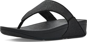 FitFlop Lulu Shimmerglitz Toe-Post Sandals Womens Wedge Shoes Black : 11 M (B)