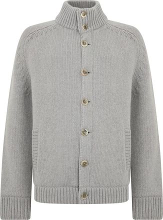 Herno Cardigan with High Collar - male - Herno - Cardigans - Gray - 4XL - Knitwear