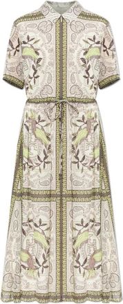 Tory Burch Jurk met patroon - Dames - Shirt Kleedjes - Wit - L - Katoen - Kleedjes