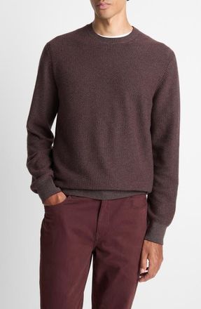 Vince Geometric Jacquard Wool & Cotton Blend Crewneck Sweater in Port/Med H Grey at Nordstrom, Size Xx-Large